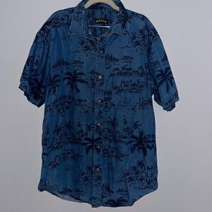 Men’s Orvis‎ Denim Hawaiian Short Sleeve Button Down Large